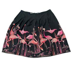 Flamingo Print Pleated Midi Length Skirt By Seventh Avenue Size 2X